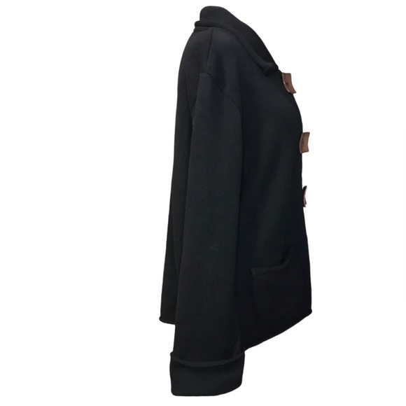 Anthropologie Willow Wooden Button Sweater in Black Size Medium - Picture 2 of 7